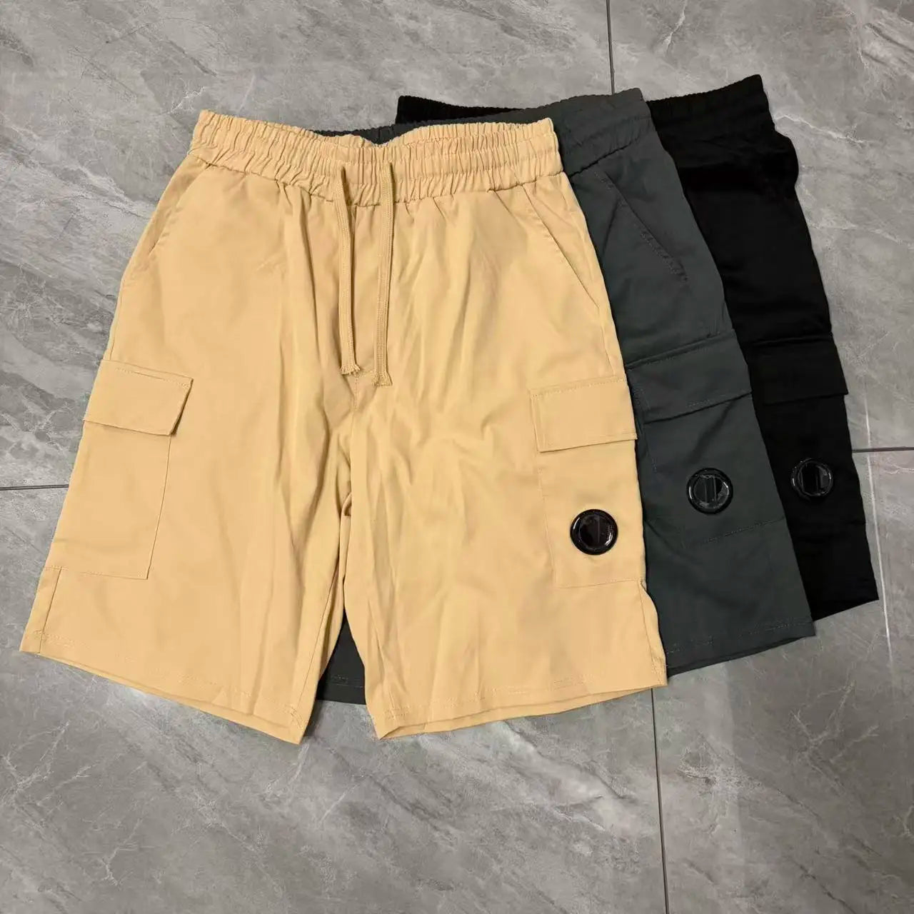 Men's beach pants, casual shorts, five quarter shorts, breathable hanging shorts, elastic waist slim fit multi pocket shorts