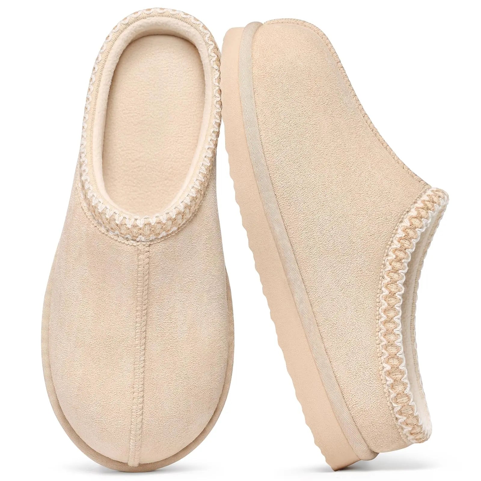 Crestar Women's Memory Foam Fuzzy Slippers New Genuine Suede Fluffy Slippers Women Men Cozy Warm House Shoes Indoor and Outdoor