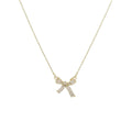 Exquisite Copper Inlaid Zirconia Bow Pendant Necklace for Women Girls Sweet Clavicle Chain Bridal Wedding Jewelry Accessories