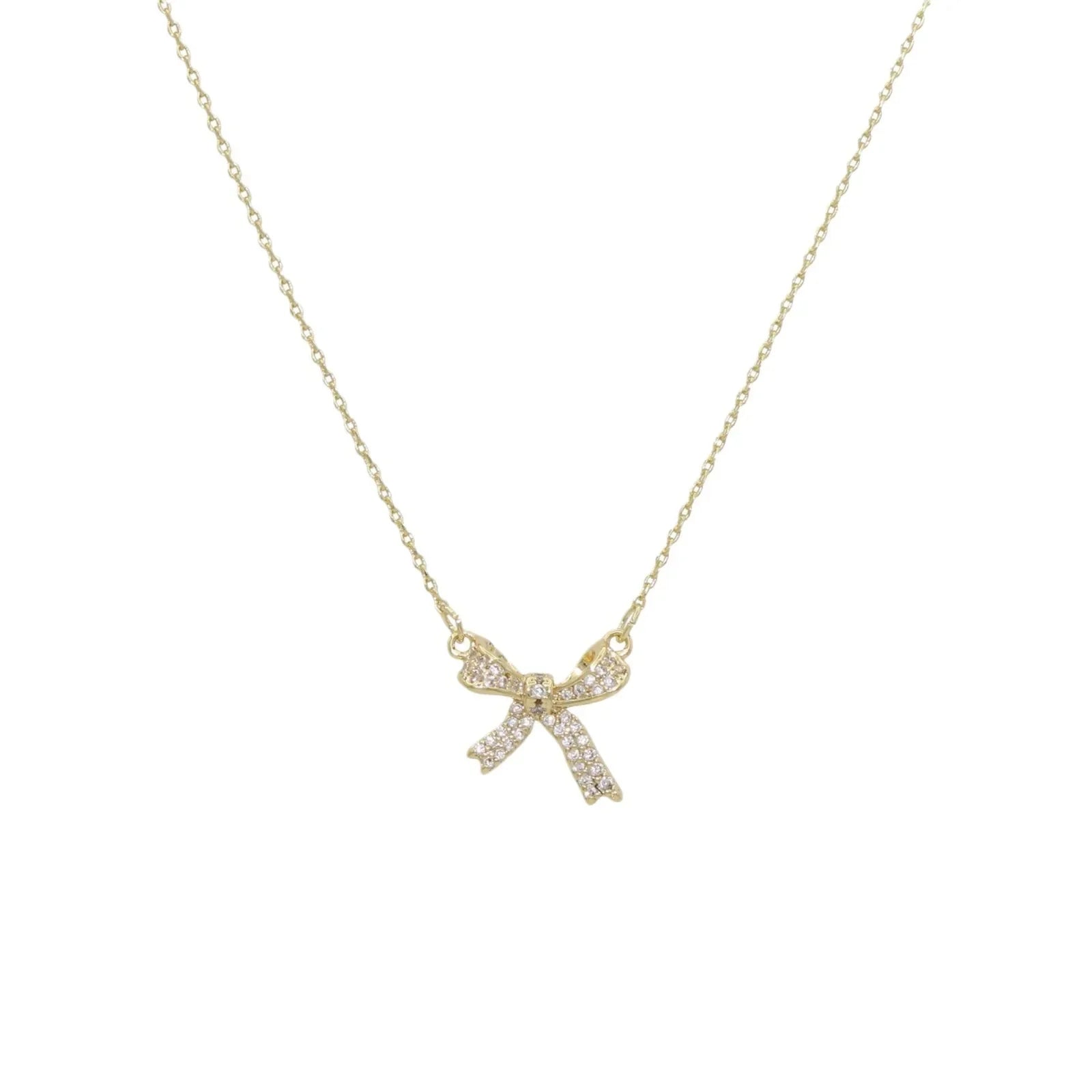 Exquisite Copper Inlaid Zirconia Bow Pendant Necklace for Women Girls Sweet Clavicle Chain Bridal Wedding Jewelry Accessories