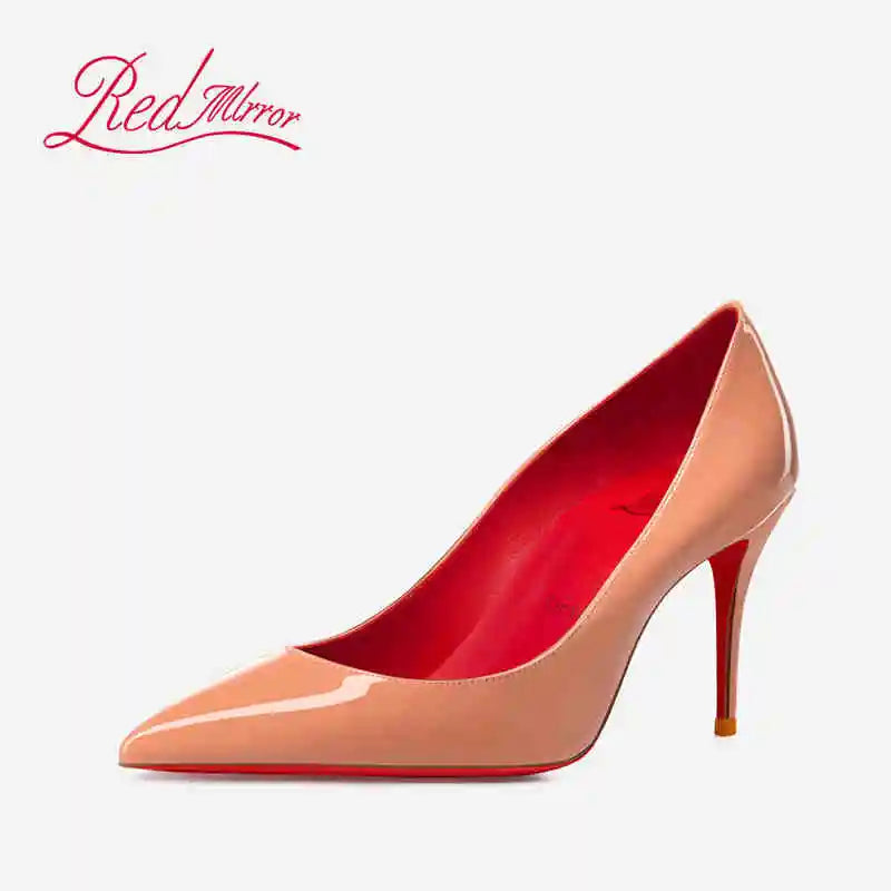 Women heels Naked color Women's elegant high heel Luxury Black shoes woman 2025 Red Shiny Bottoms Pointed Toe party Ladies Women