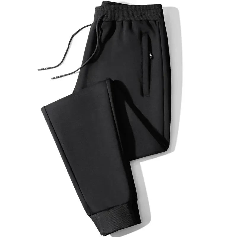 Men's Casual Straight Leg Pants Spring Autumn Loose Fit Fce Lined Bla ey Versatile Winter Trendy Brand Sweatpants