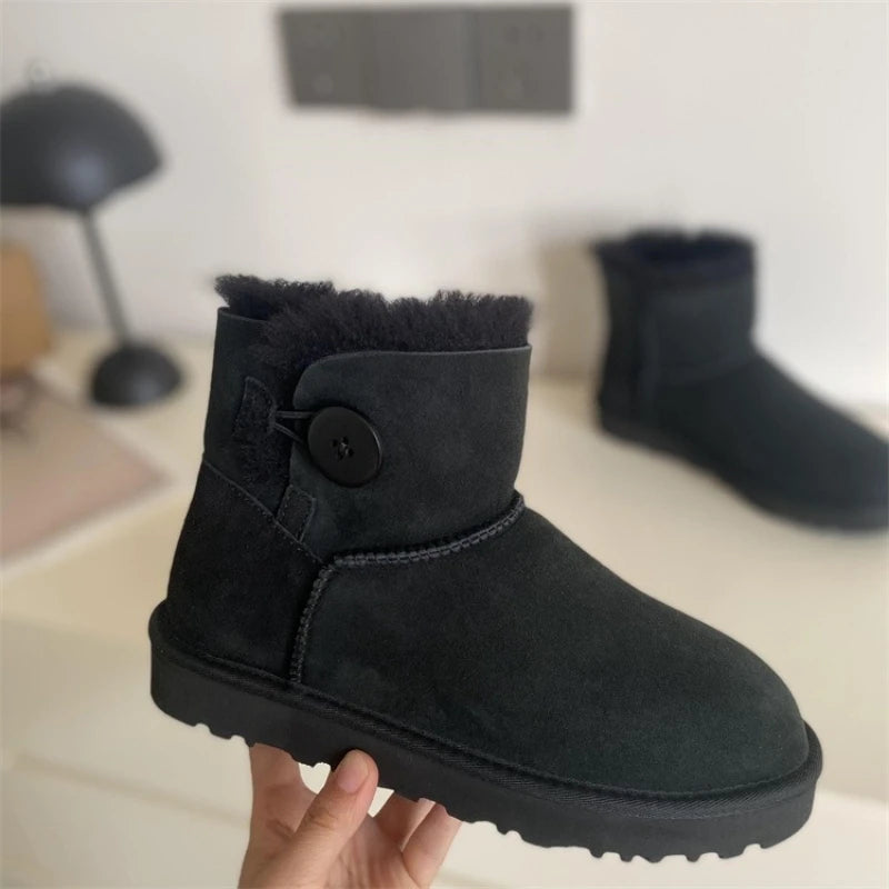 2026 New Design Winter Boots Women Super Mini Real Sheepskin Wool Comfort Warm Natural Fur Shoe Man Classic Snow Boot Size 35-44