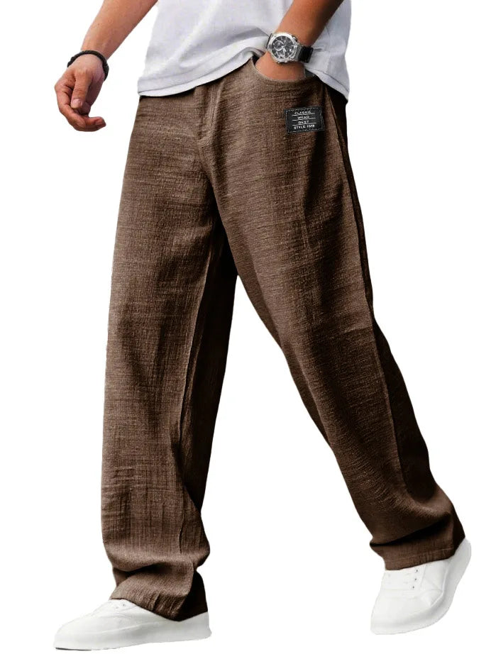 2026 Vintage Men's Loose Straight Pants Casual Breathable Badge Streetwear Trousers Fashion Daily Sports Jogger Pants For Men