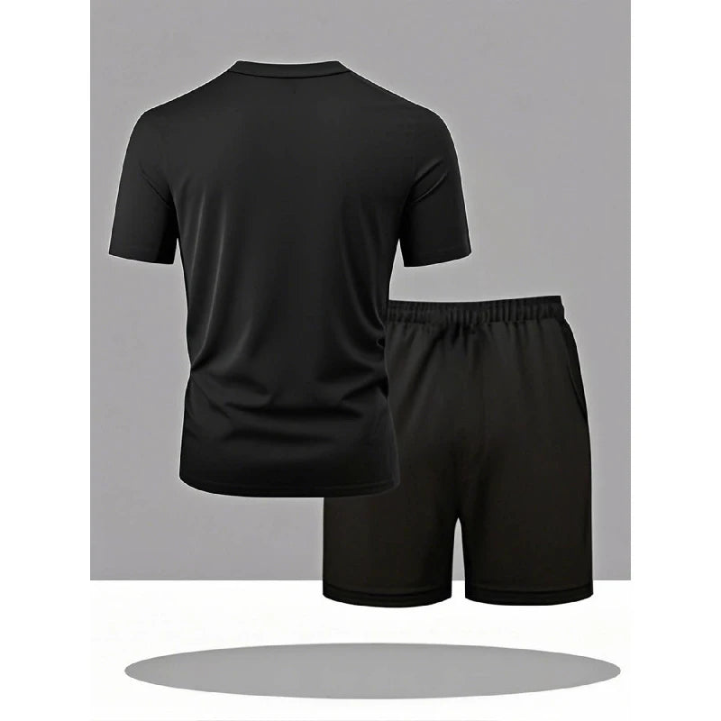 2026 Hot Selling Men's 2-Piece Tracksuit, Summer Short Sleeve T-Shirt and Shorts Set for Running Fitness Casual Outdoor