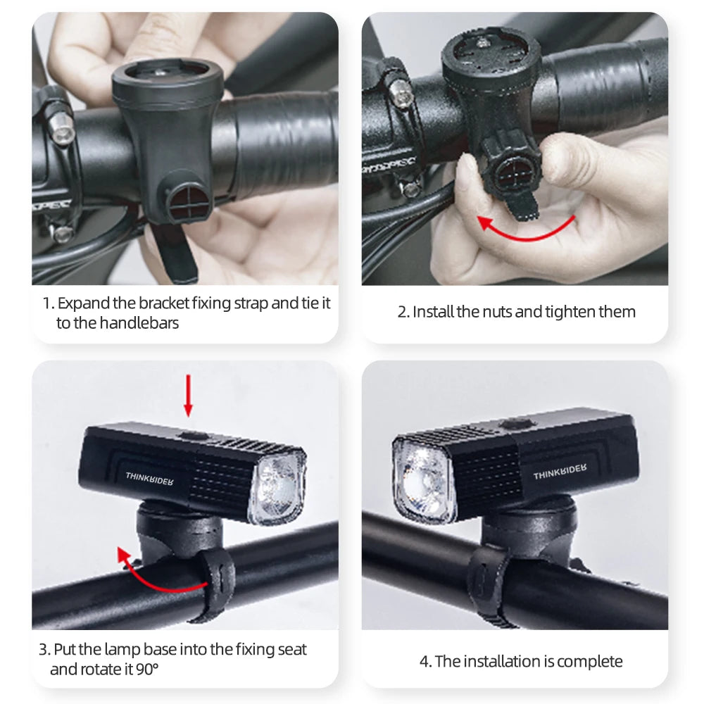 ThinkRider Bike Headlight flahlight bicycle Front lamp light Flashlight 400 600 800Lumen LED USB rechargable