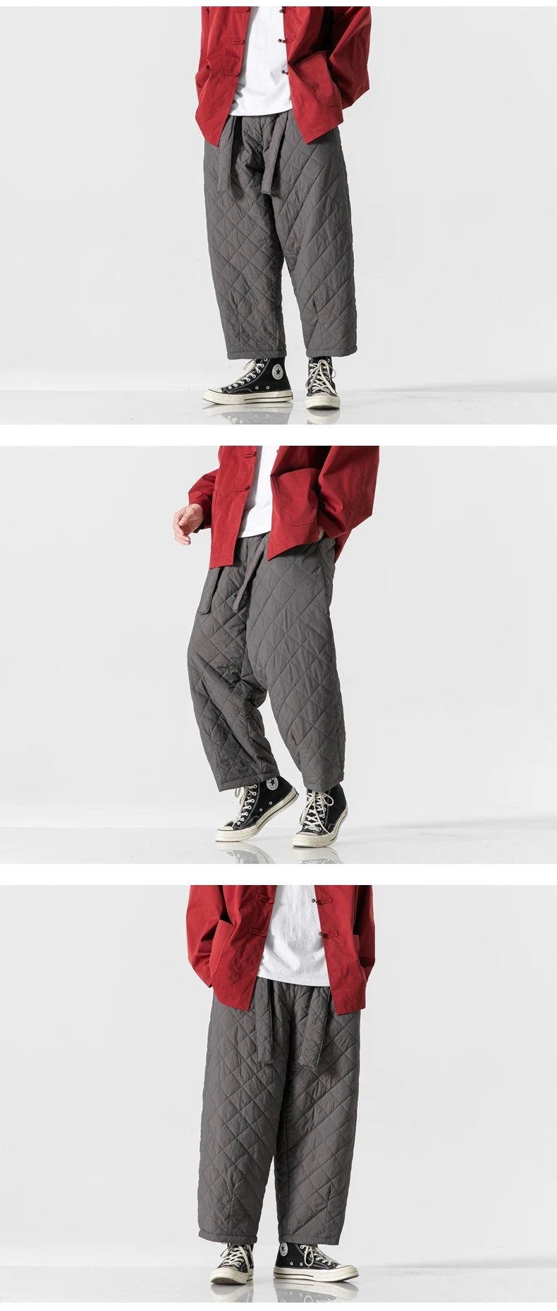 2024 Winter Thickened Cotton Padded Pants Men Casual Warm Trousers Ankle Length Pants Sportwear Solid Drawstring Sweatpants Man
