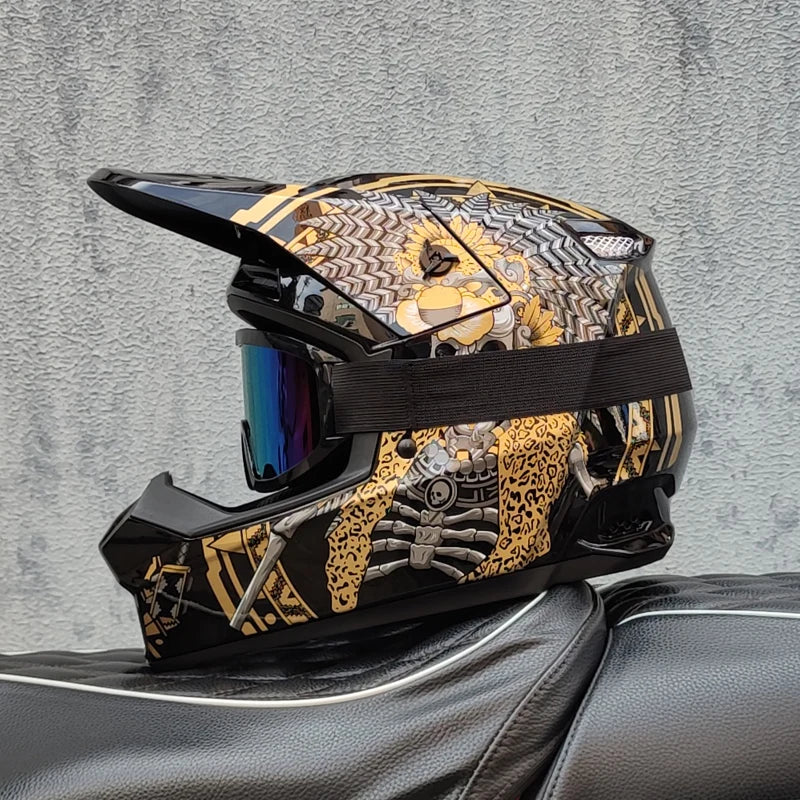ORZ professional off-road motorcycle helmet, youth off-road full helmet, DOT approved gift of goggles, capacitors de moto