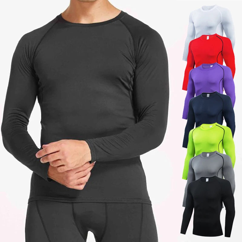 Autumn Winter Compression Shirt Long Sleeve Casual Slim T Shirts For Men Quick Dry Football Tops Gym Sport T Shirt Man Clothing