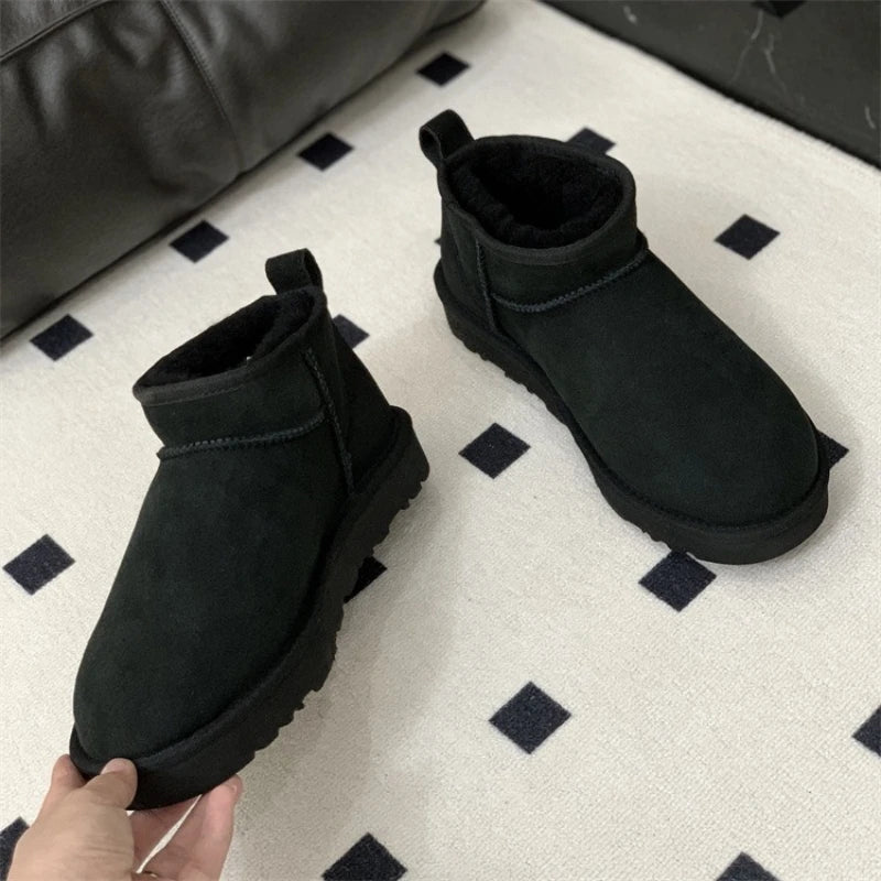 2026 New Design Winter Boots Women Super Mini Real Sheepskin Wool Comfort Warm Natural Fur Shoe Man Classic Snow Boot Size 35-44