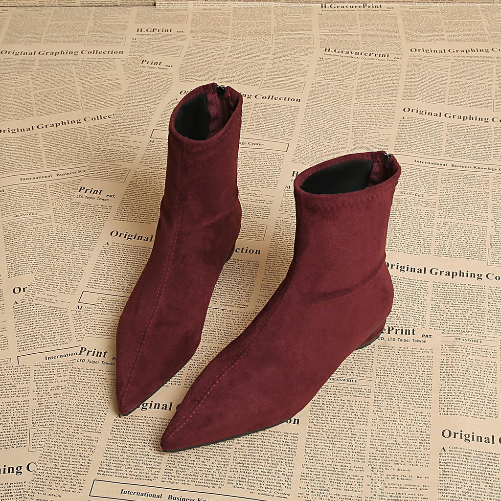 2025 Autumn Suede Warm Casual Women's Ankle Boots Comfortable and Elegant Pointed Toe Party Low Heel New Women's High Heels