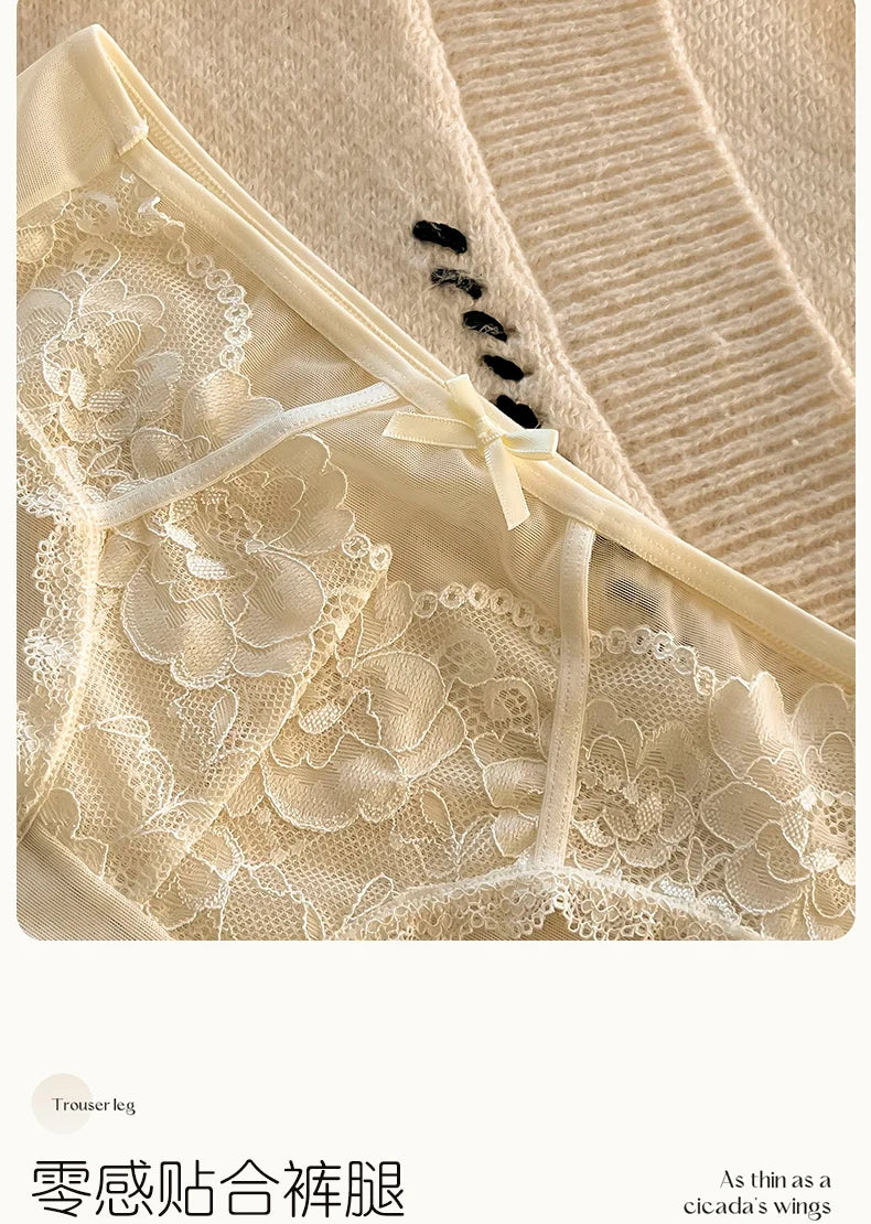 1Pcs Women's Underwear Panty black Sexy Lace Panties Girl Hollow Comfort Briefs Mid Waist Seamless Underpants Female Lingerie