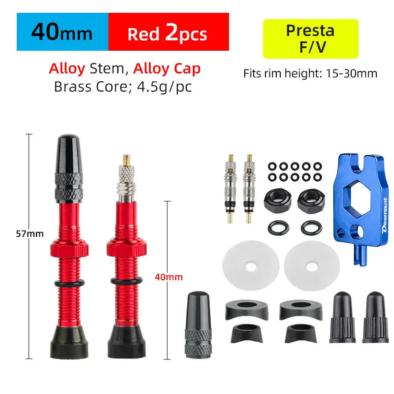 Deemount 2pcs 40/60/80mm Bike Presta/FV Valve Stem for Tubeless Tire MTB Road Bike Bicycle No Tube Rim Parts