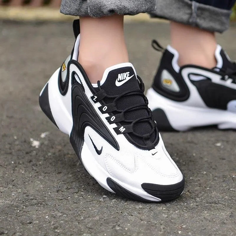 Nike Zoom 2K Air Speed Foam Non-Slip Breathable Mid-Top Air Cushion Casual City Commuting Running Shoes Women's Black and White Panda Ao0354-100