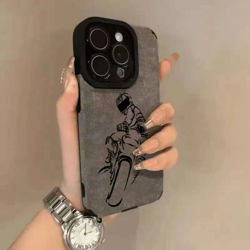 Cool Biker Phone Case For iPhone 17 AIR Pro Max 16E 15Plus 14 13 Mini 12 11 AIR XS XR XS Motorcycle Rider Style Cover