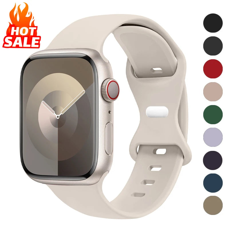 Silicone Strap For Apple Watch Band 44mm 45mm 41mm 40mm 49mm 42mm 38mm 46MM Sport Bracelet iWatch Series Ultra 2 SE 10 9 8 7 6 5