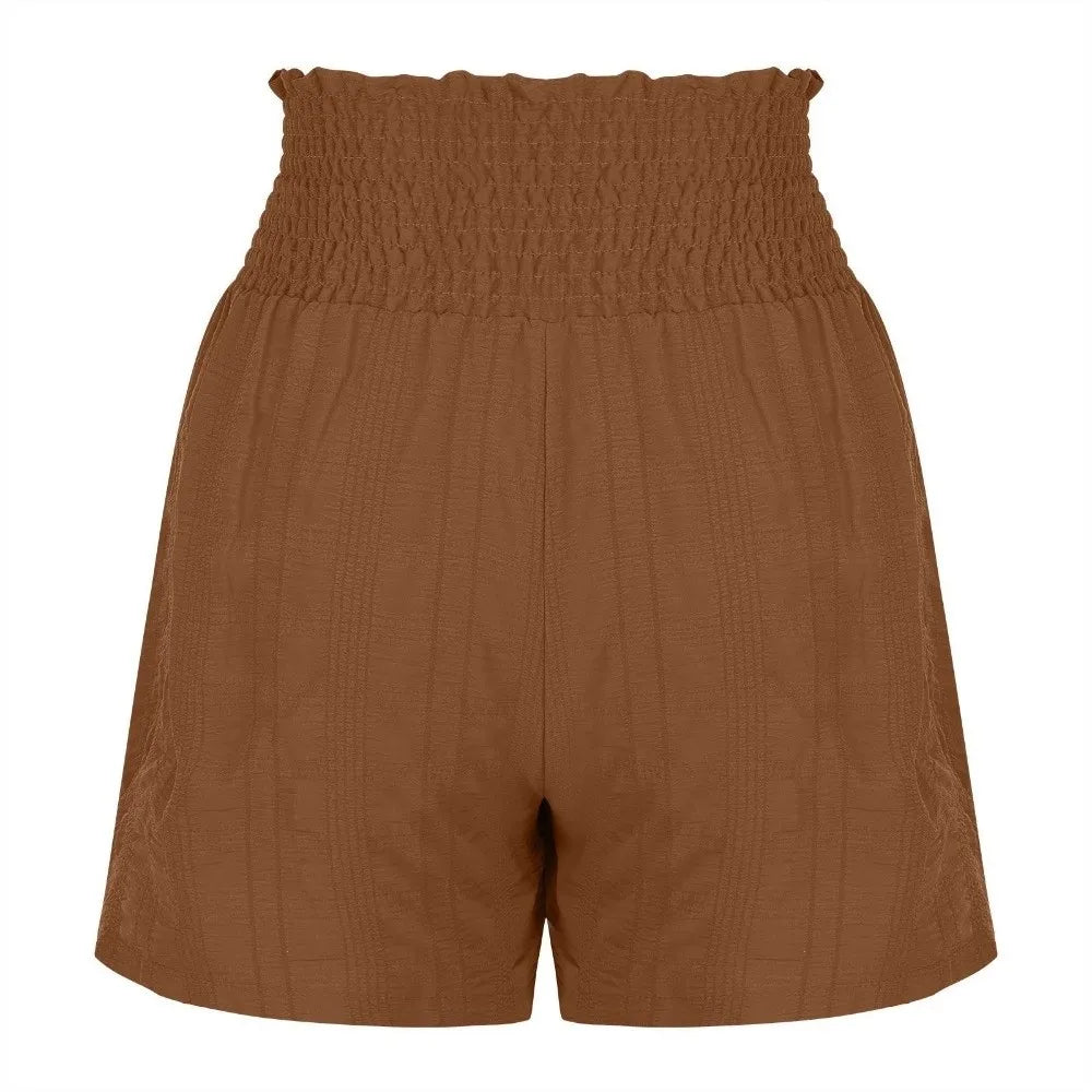 Solid Color Drawstring Women's Short Lace Up Loose Sports Shorts Skirt Summer Pleated Pajama Pants Summer