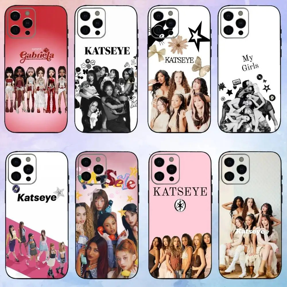 Hot Music K-KATSEYE Phone Case  For iPhone17,16,15,14,13,12,11 Plus,Pro Max Soft Black Cover