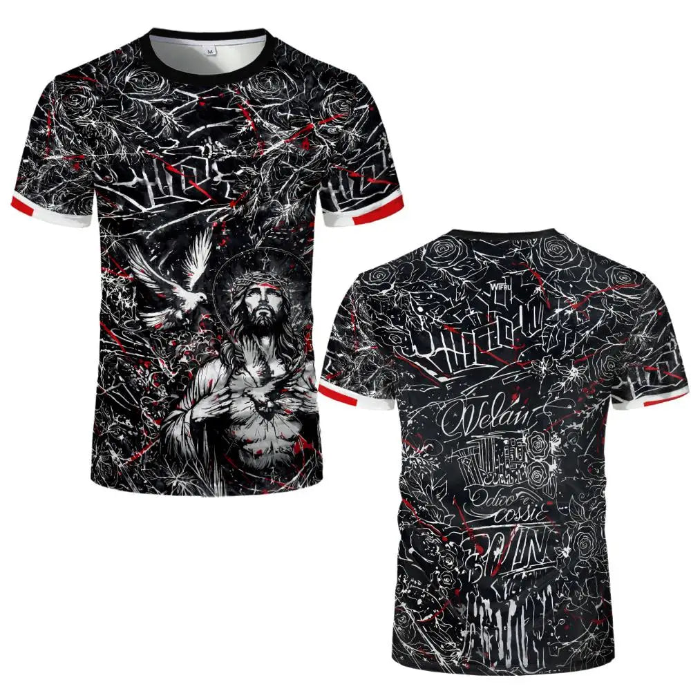 New Brazil Themed T-shirt Men's Brazilian Style Jesus Graphic Sports Jersey Unisex Street Trendy Breathable Short Sleeve Tees