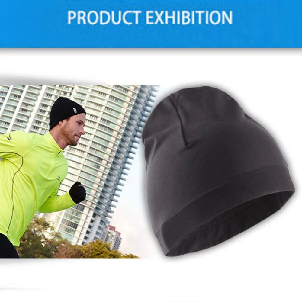 Skullcaps Winter Running Hats Solid Color Windproof Sport Cap Running Winter Sweat Absorption Breathable Sport Bonnet Running