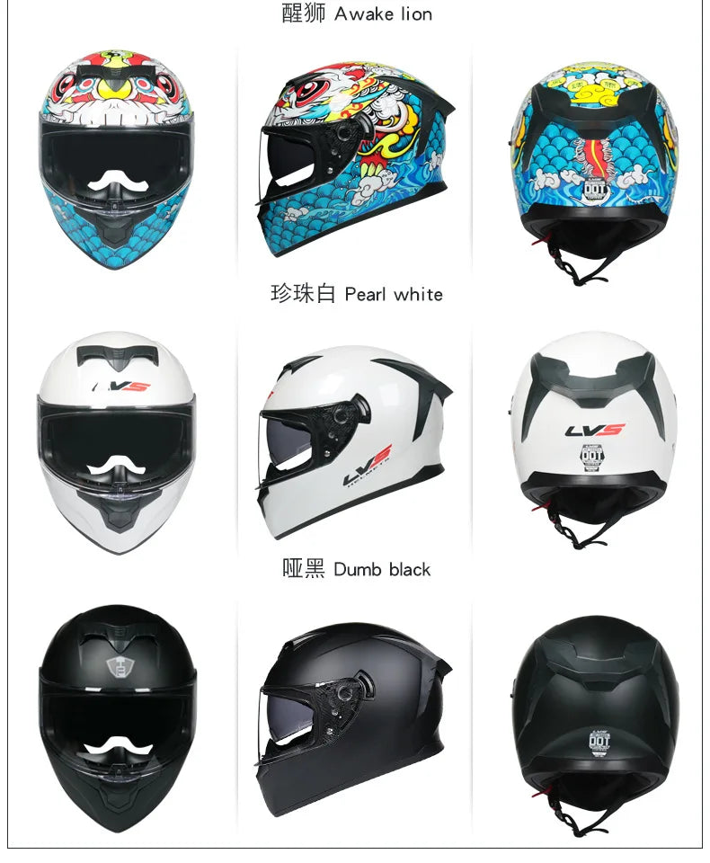 Motorcycle full Face Helmets for Men and Women Moto Racing helmet Adult safety helmet DOT certification