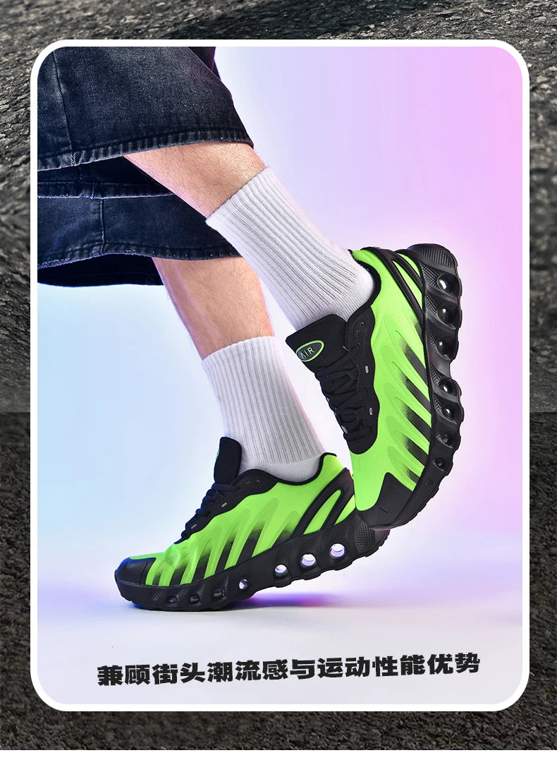 New men's sneakers PU air cushion anti-slip shock absorber running shoes outdoor lightweight and breathable mesh running shoes