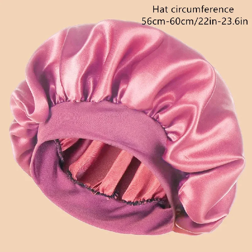 Satin Bonnet Silk Hair Bonnet for Sleeping, Soft Elastic Wide Band Sleep Cap for Curly Hair, Women Hair Care Night Head Cover