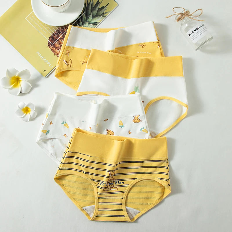 High Waist 4Pcs/Set Cotton Panties Women Briefs Seamless Body Shaper Breathable Underwear Comfort Female Lingerie Plus Size 5XL