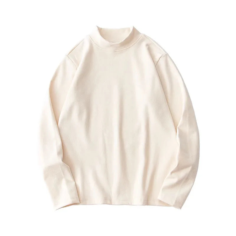 Autumn Winter Thick Fleece T-Shirt Men Half High-Collar T Shirt Long Sleeve Casual Tops Thermal Shirts Undershirt Man Clothing