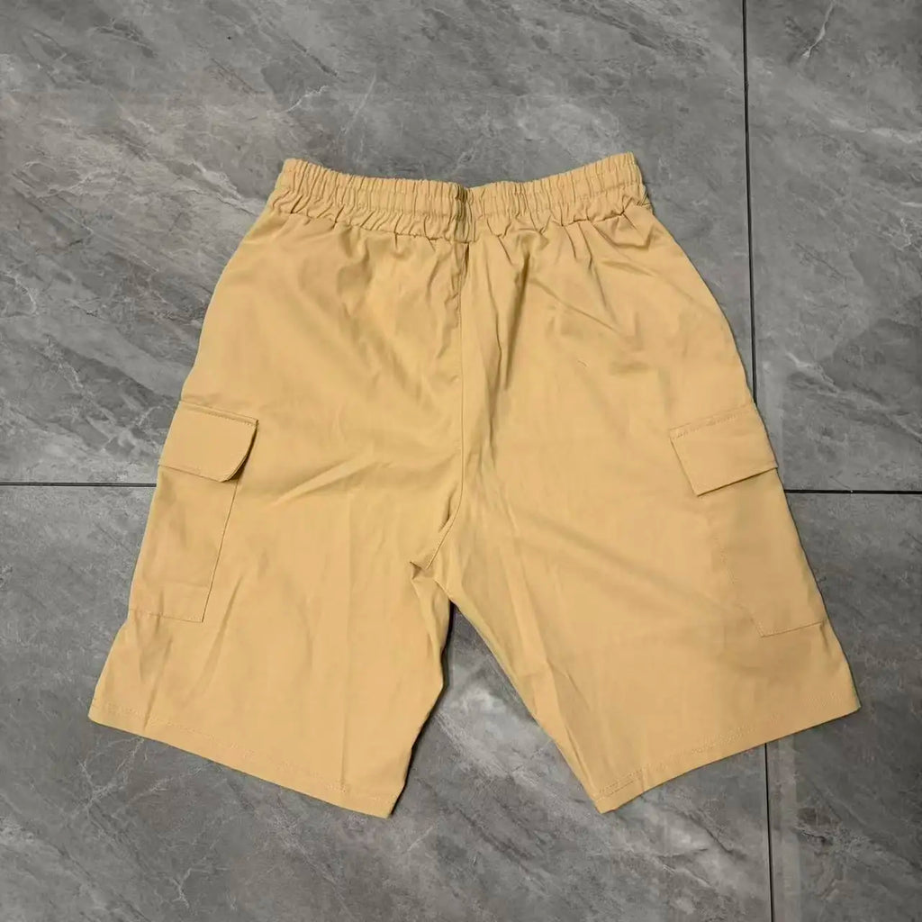 Men's beach pants, casual shorts, five quarter shorts, breathable hanging shorts, elastic waist slim fit multi pocket shorts
