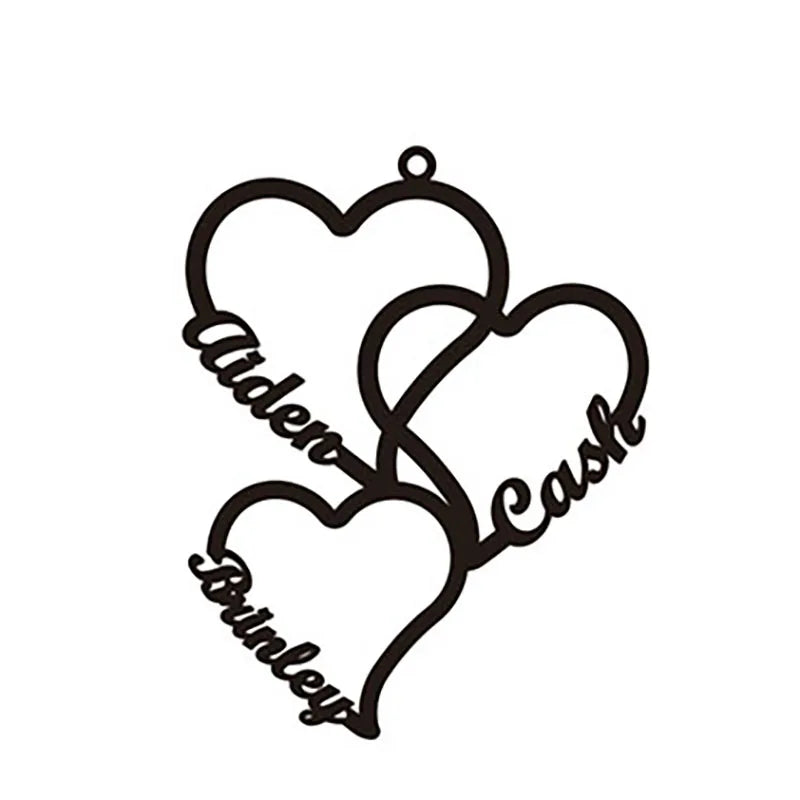 Personalized Heart Name Necklace Customized 2-5 Heart Name Pendant Family Necklace Stainless Steel Jewelry Mother's Day Gift
