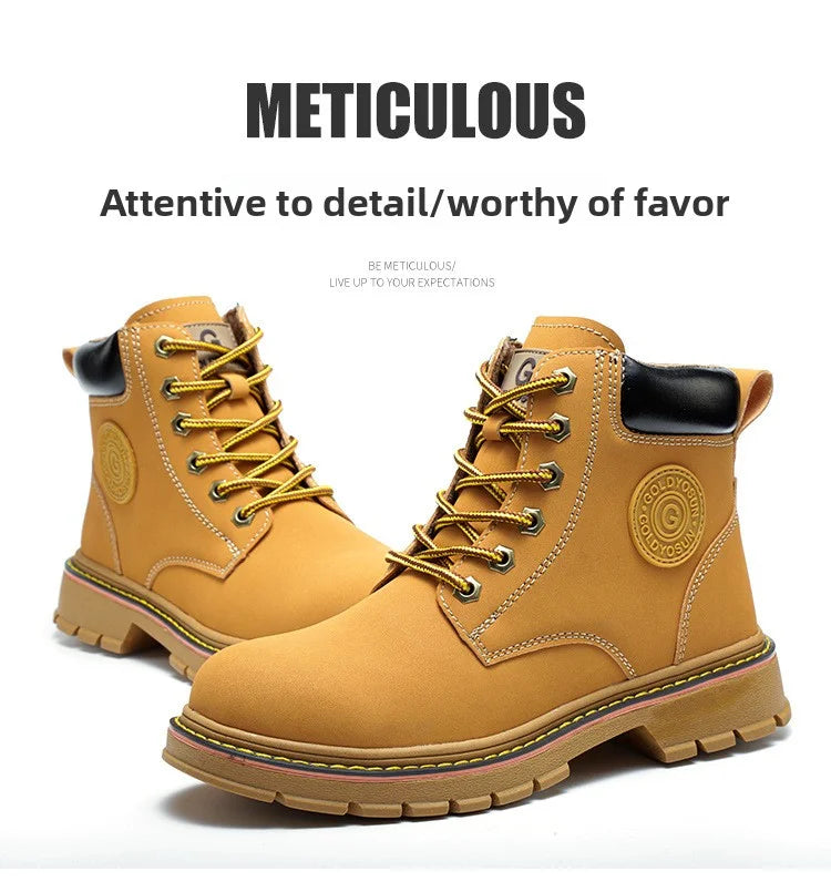 high-top Work Boots For Men Anti-smash Anti-puncture Work Shoes with Steel Toe leather safety shoes men for work waterproof shoe