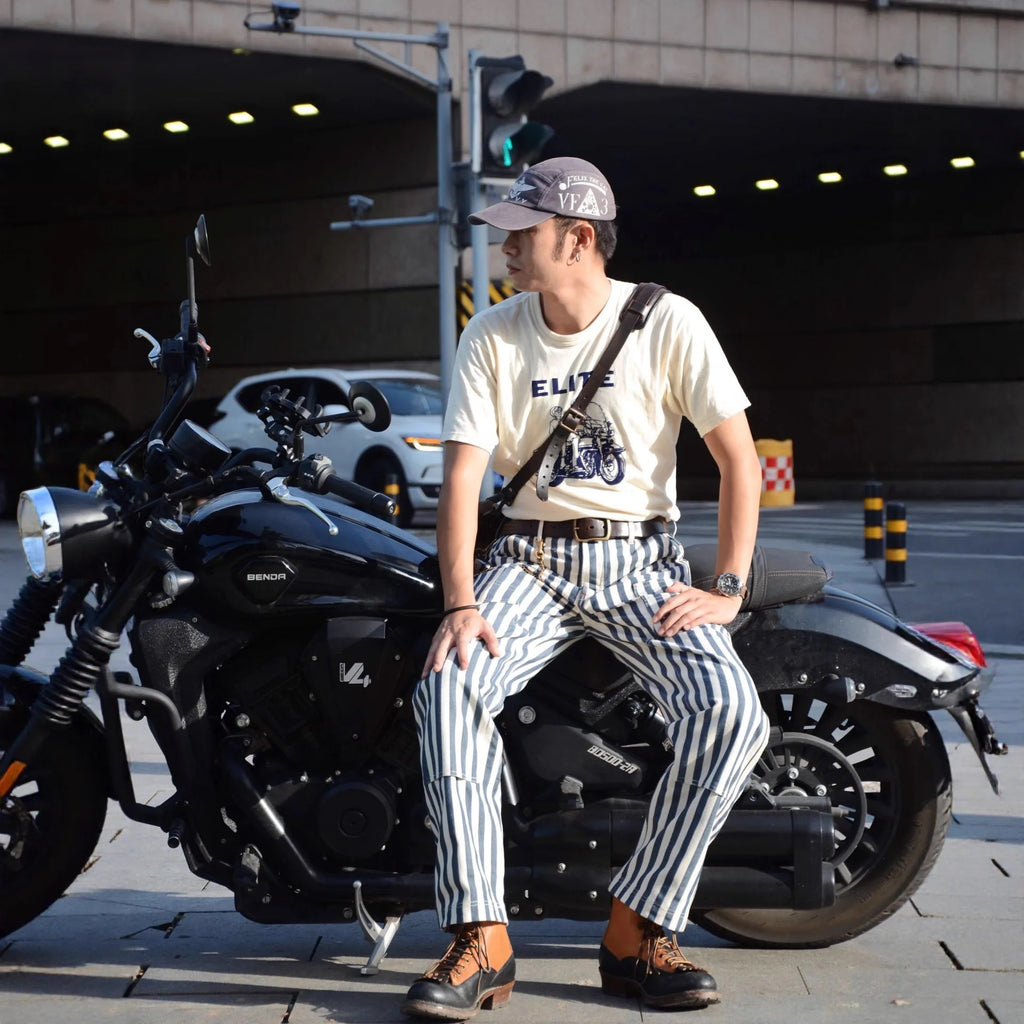 14oz Dense Thicken Heavyweight Striped Pants for Men Good Quality Winter Fall America Style Loose Casual Vintage Worker Trouser