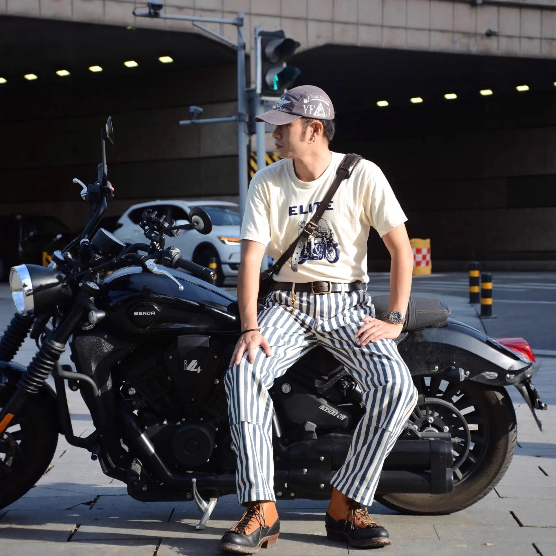 14oz Dense Thicken Heavyweight Striped Pants for Men Good Quality Winter Fall America Style Loose Casual Vintage Worker Trouser