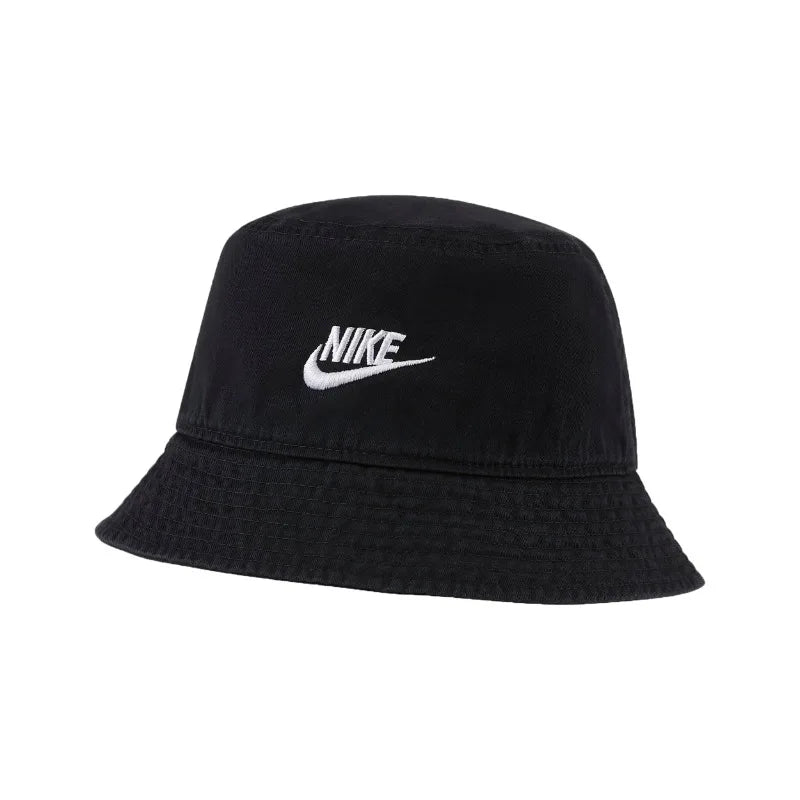 Nike Men's Women's Black Bucket Hat Embroidered Logo Wide Brim Cotton Sunshade Casual Sports Hat-DC3967-010
