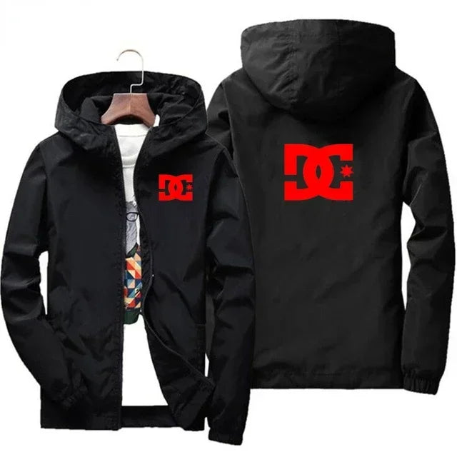 New men's hooded jacket, fashionable for outdoor use, windproof and waterproof, with zipper design, casual sports jacket