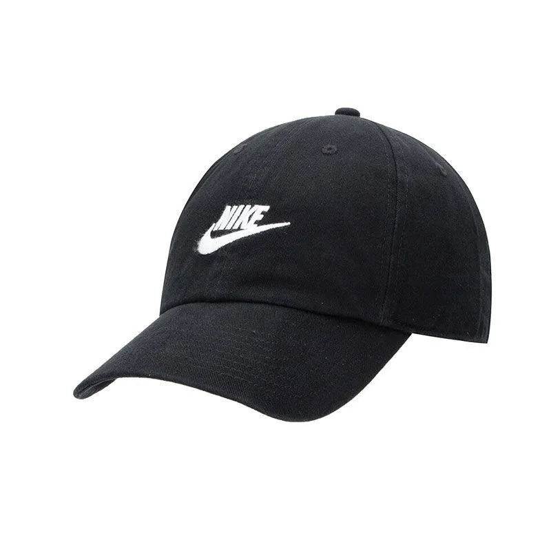 Nike Letter Micro-Logo Cotton Baseball Cap, Unisex Couple Style, Black Fb5368-011