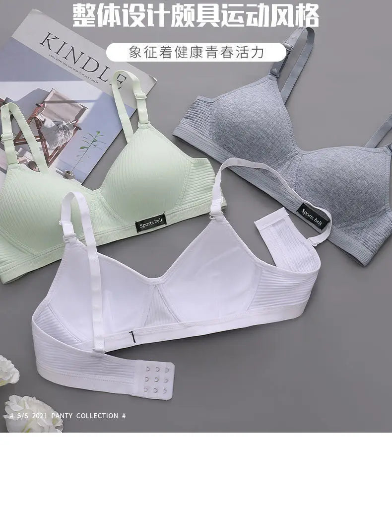 3pcs Women Thin Wireless Bra Girl Seamless Push Up Bra Student Comfort V-Shaped Underwear Adolescent Breathable Comfort Lingerie