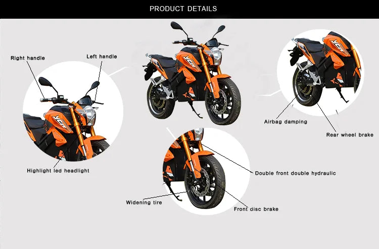 8000W Electric Roadster Motorcycle for Adults High-Speed Super Power Racing with 72V Brushless Motor New Condition