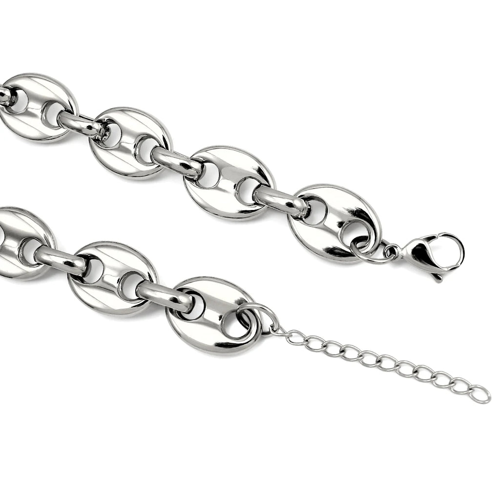 Fashion PVD 18K Gold Plating Chain Necklaces for Men Women New Stainless Steel Coffee Bean Link Necklace Punk Jewelry