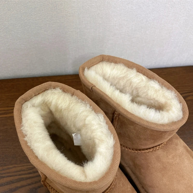 2026 New Design Winter Boots Women Super Mini Real Sheepskin Wool Comfort Warm Natural Fur Shoe Man Classic Snow Boot Size 35-44