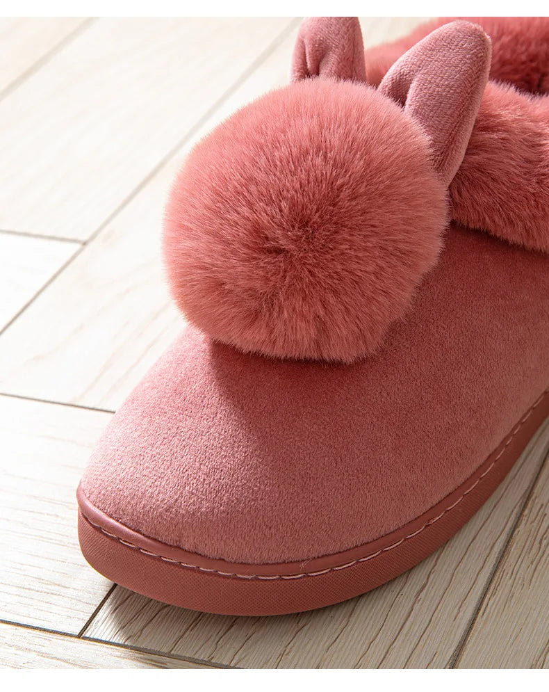 Evshine Winter Plush House Slippers For Women Cute Cartoon Indoor Fuzzy Slides Fur Lined Cotton Shoes Cozy Bedroom Furry Slipper