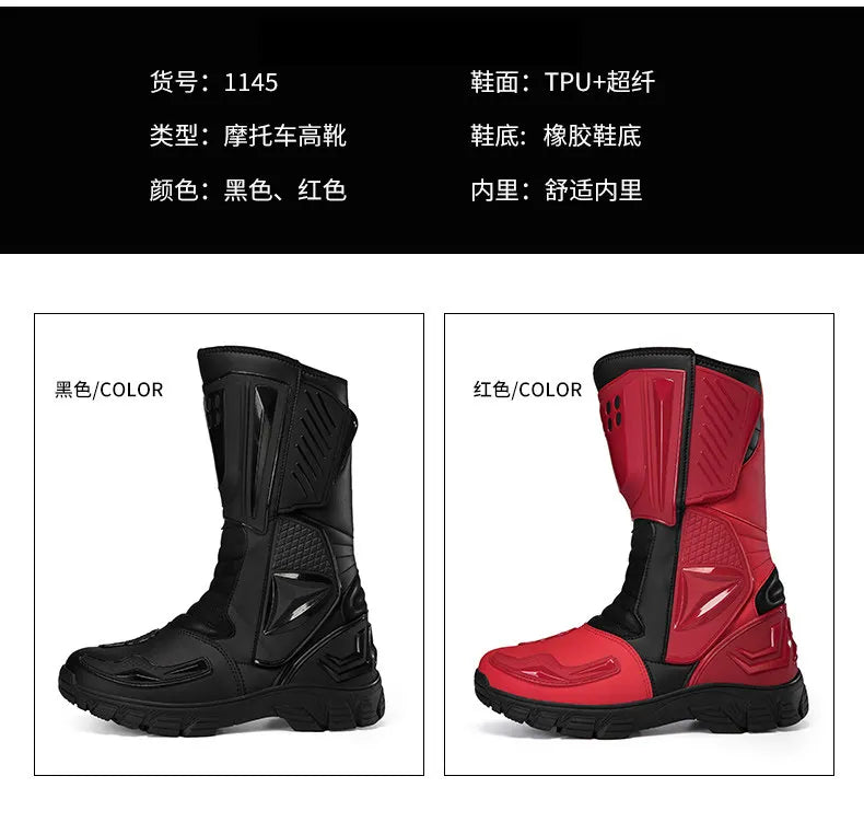 Moto Boots Motorcycle Breathable Off-road Men Women Leather Waterproof Pull Boots 47 Locomotive Equipment Summer Cycling Shoes