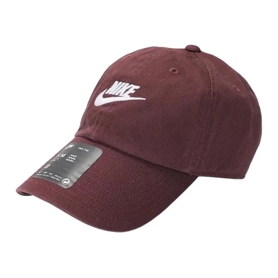 Nike Baseball Cap, Logo Print, Cotton, Curved Brim, Dome, Unisex, Burgundy/white FB5368-652