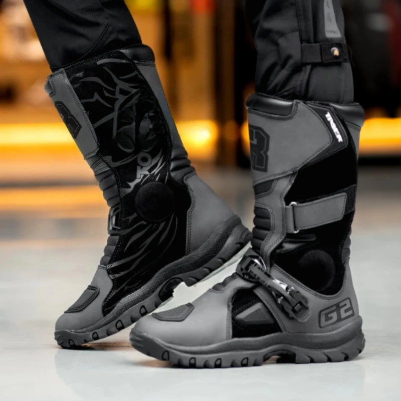 G2 Professional Outdoors Motocross Racing Long Boots Anti Slip Breathable Motos Shoes Men's Motorcycle Protective Boots