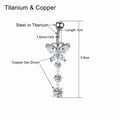 14G Surgical Titanium Dangle Belly Button Rings for Women Belly Ring Dangling Navel Piercing Jewelry with Heart Flower Butterfly