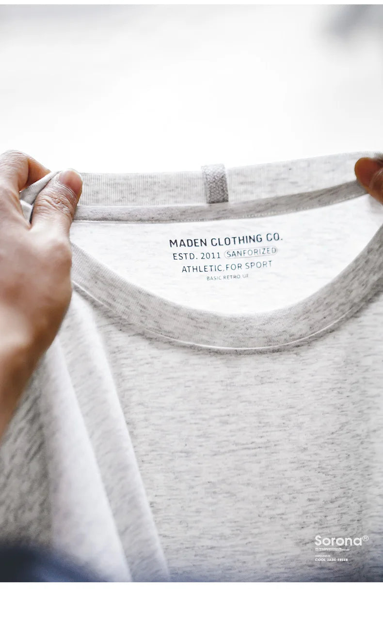 Maden New Casual Sorona Cool Long-sleeved T-shirt Quick-drying Antibacterial Round Neck Top for Men's Spring And Autumn