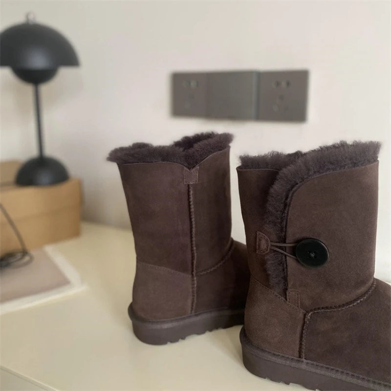 2026 New Design Winter Boots Women Super Mini Real Sheepskin Wool Comfort Warm Natural Fur Shoe Man Classic Snow Boot Size 35-44