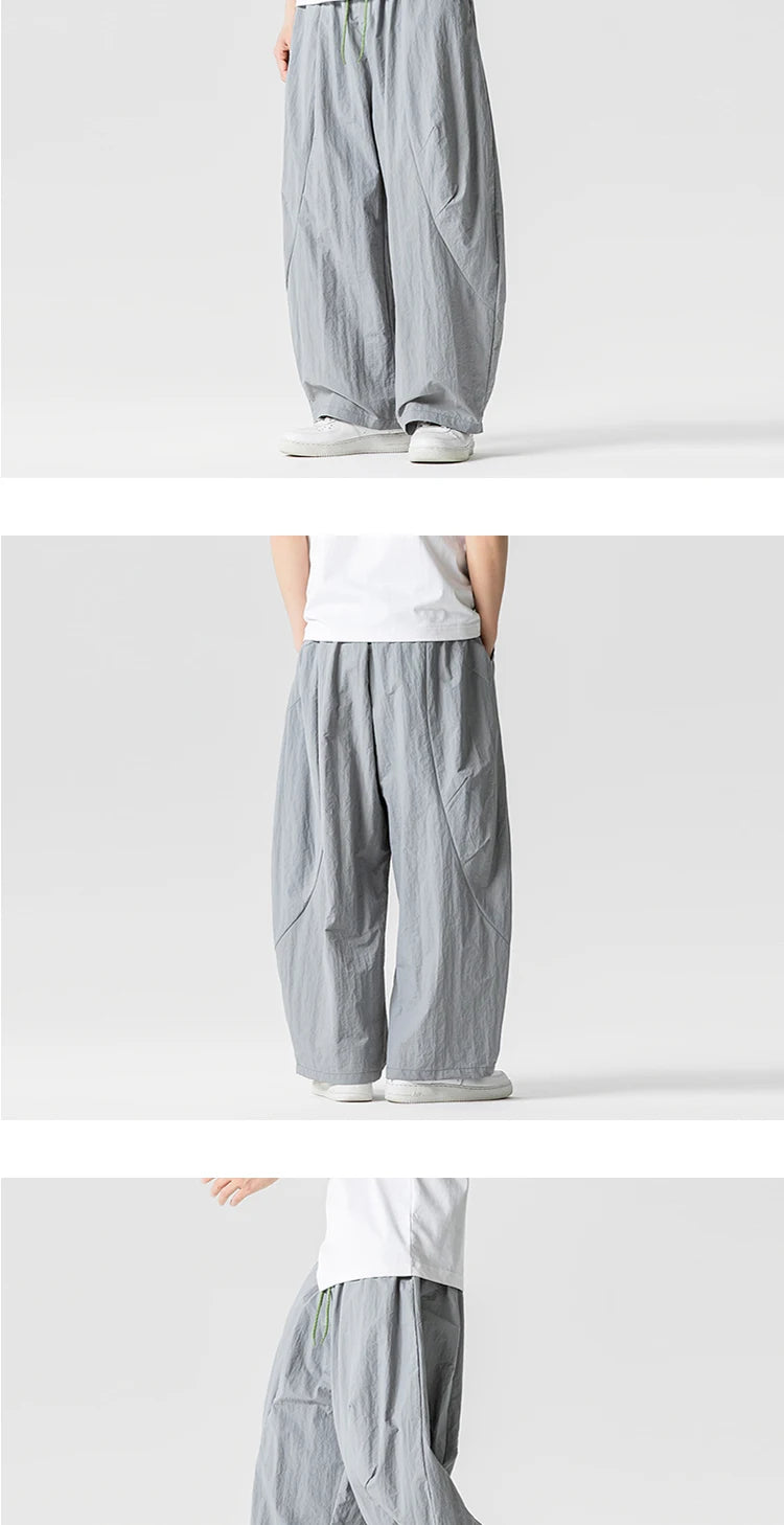 Wide Leg Pants Men and Women summer Light Thin Solid Straight Casual trousers Elastic Waist Harun Pant Loose Oversize Streetwear