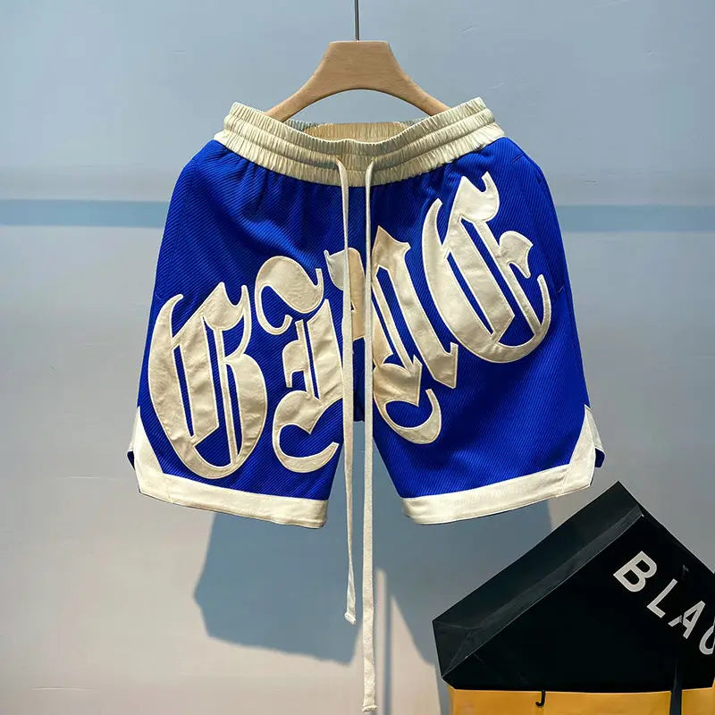 The new 2023 popular logo American joker ins summer leisure fashion men's trousers new handsome letter easy 5 minutes of pants